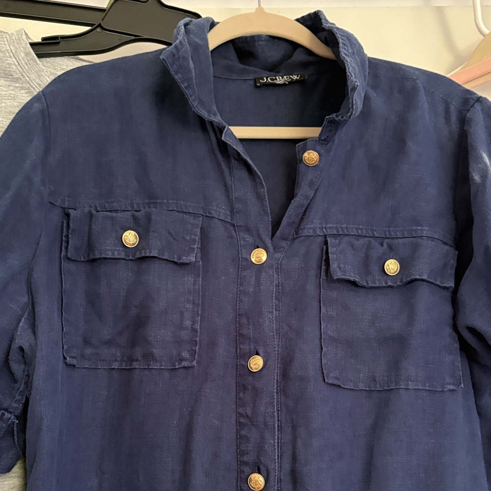 J. Crew Deep Blue Linen Dress